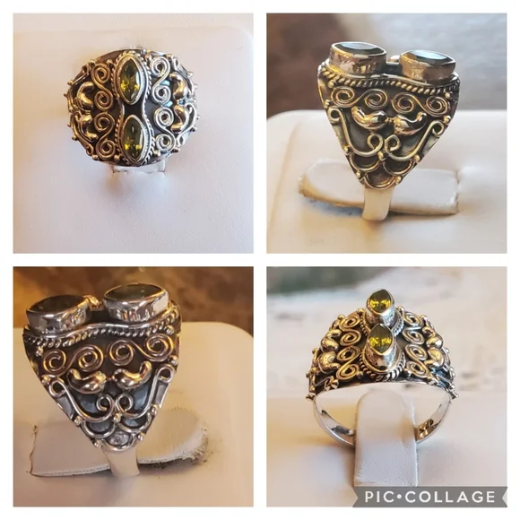 Genuine 2ct Peridot Ring Size 7.5 - Picture 3 of 8